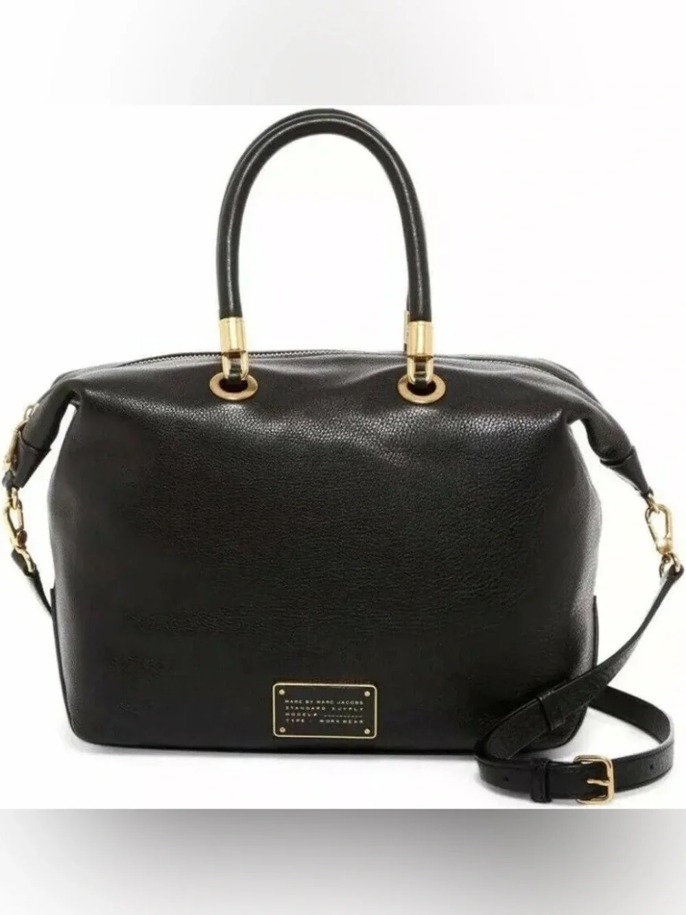 Marc Jacobs New Too Hot To Handle Top Zip Satchel Black Leather